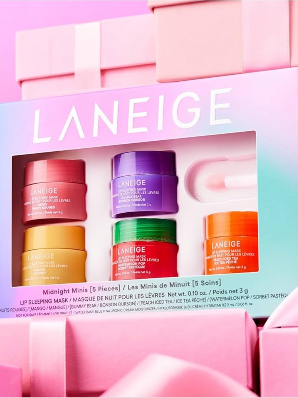 LANEIGE MIDNIGHT MINIS HYDRATING LIP SLEEPING MASK TREATMENT 5 PIECE SET